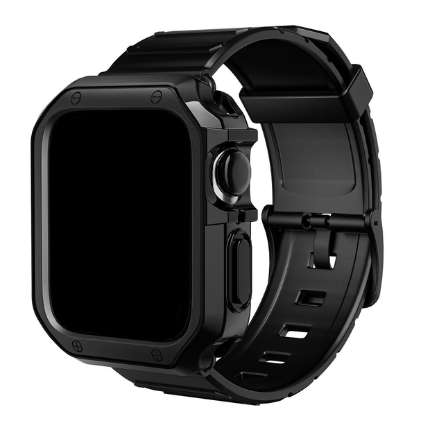 Premium TPU Protector Case with Silicone Band for Apple Watch - Black - iCase Stores
