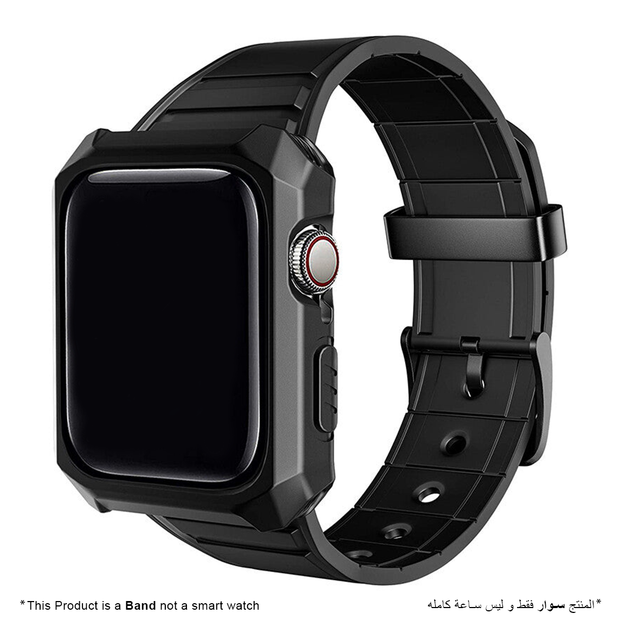 Rubber Shockproof Full Protective Case Band for Apple Watch - Black - iCase Stores