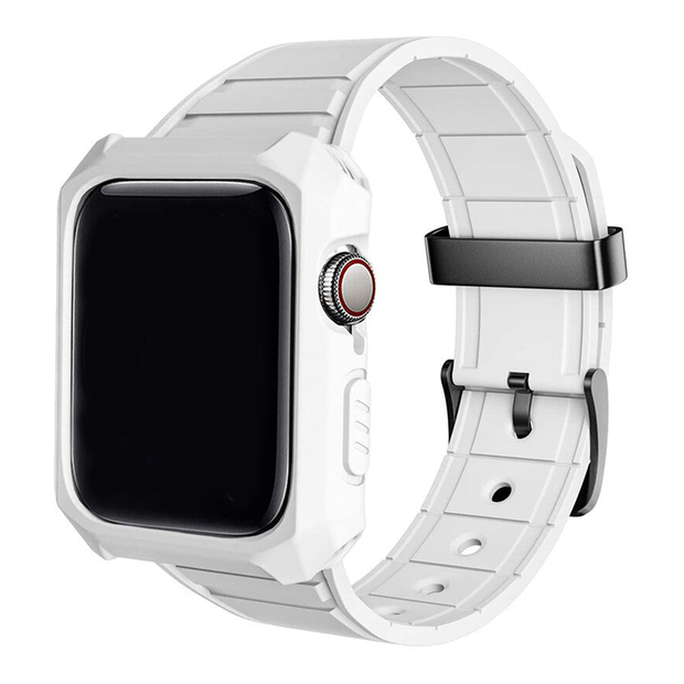 Rubber Shockproof Full Protective Case Band for Apple Watch - White