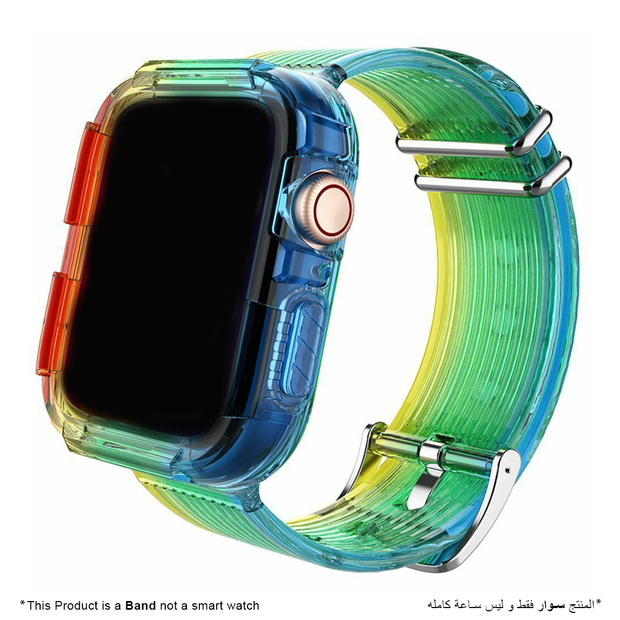 Silicone Band Strap with Case for Apple Watch - Rainbow