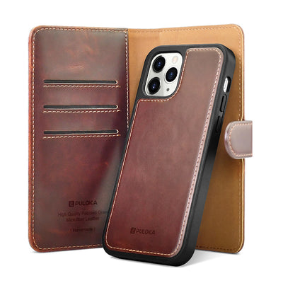 Leather Magnetic Detachable Flip Card Slot Wallet Phone Case - iCase Stores
