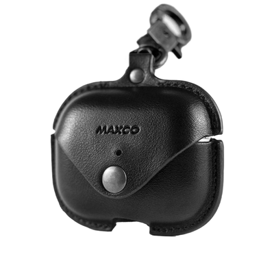 AirPods Leather Case with Strap - Black