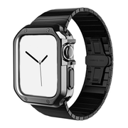 Stainless Steel Strap + TPU Anti-drop Plating Shell for Apple Watch - Black - iCase Stores