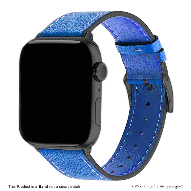 Grain Leather Strap for Apple Watch - Blue - iCase Stores