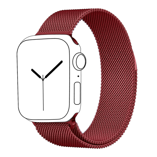 Stainless Steel Strap Band with Magnetic Closure for Apple Watch - Red