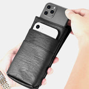 PULOKA Cell Phone Holster with Belt Loop [3 Pouches] Leather Belt Phone Pouch Zipper
