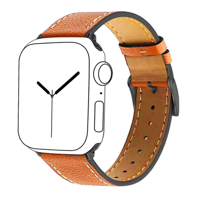 Grain Leather Strap for Apple Watch - Orange - iCase Stores