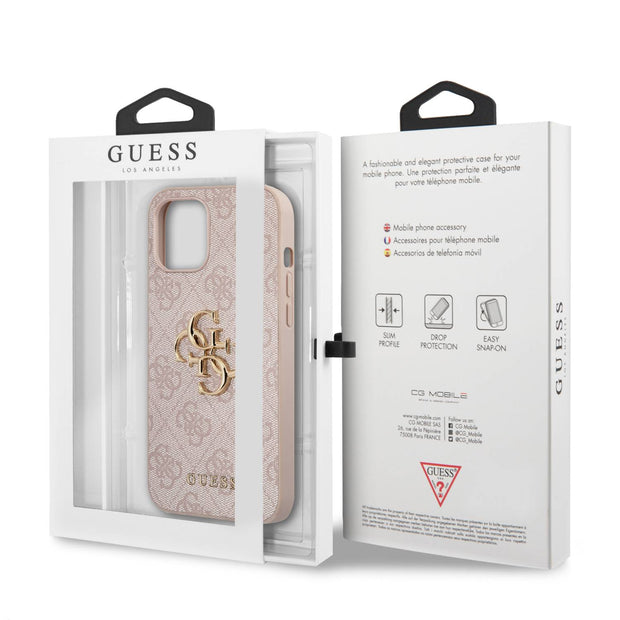 𝐆𝐔𝐄𝐒𝐒 PU Leather Pink 4G Big Metal Logo - iCase Stores