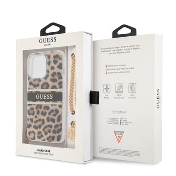 Hard Case Leopard Print Leopard Print And Stripe With Charm Chain - GUESS - iCase Stores