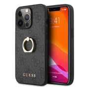 𝐆𝐔𝐄𝐒𝐒 Leather Case Grey 4g Collection With Ring Stand