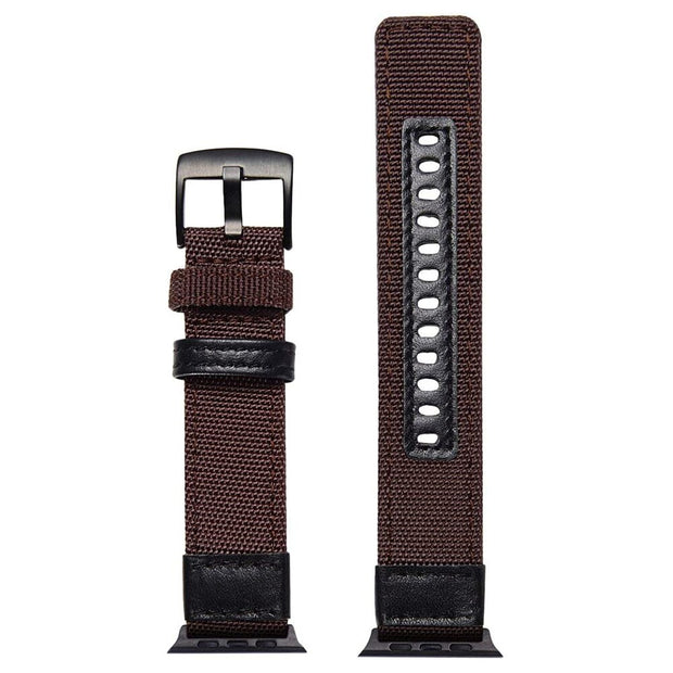 New Nylon Grain Leather Watch Band Strap For Apple Watch