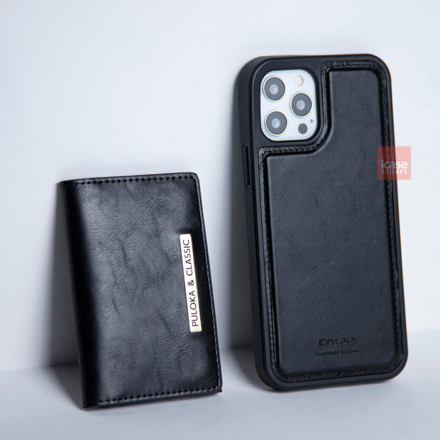 Puloka Leather Magnetic Detachable Flip Wallet MagSafe Phone Case - iCase Stores