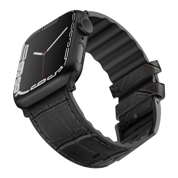 Venturx Crox - Genuine Artisan Leather Strap for Apple Watch - Black