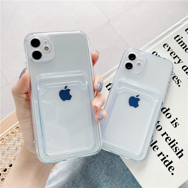 Bumper + Lens Protection + Card Holder Clear iPhone Case - iCase Stores